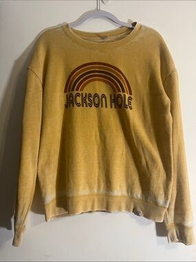 Jackson Hole Lg Mustard Yellow Crewneck Sweatshirt
